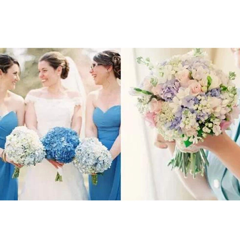 Louiesya Artificial Flowers Silk Hydrangea Flowers with 5 Big Heads Fake Flower Bunch Bouquet for Home Wedding Party Decor DIY (Dark Blue) - Image 4